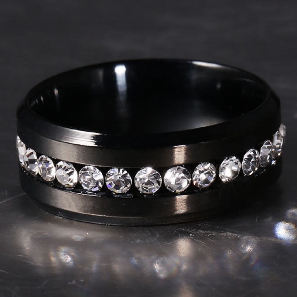 - Black Tungsten Carbide Diamond Men’s Wedding Ring Band .42 CT lab diamonds